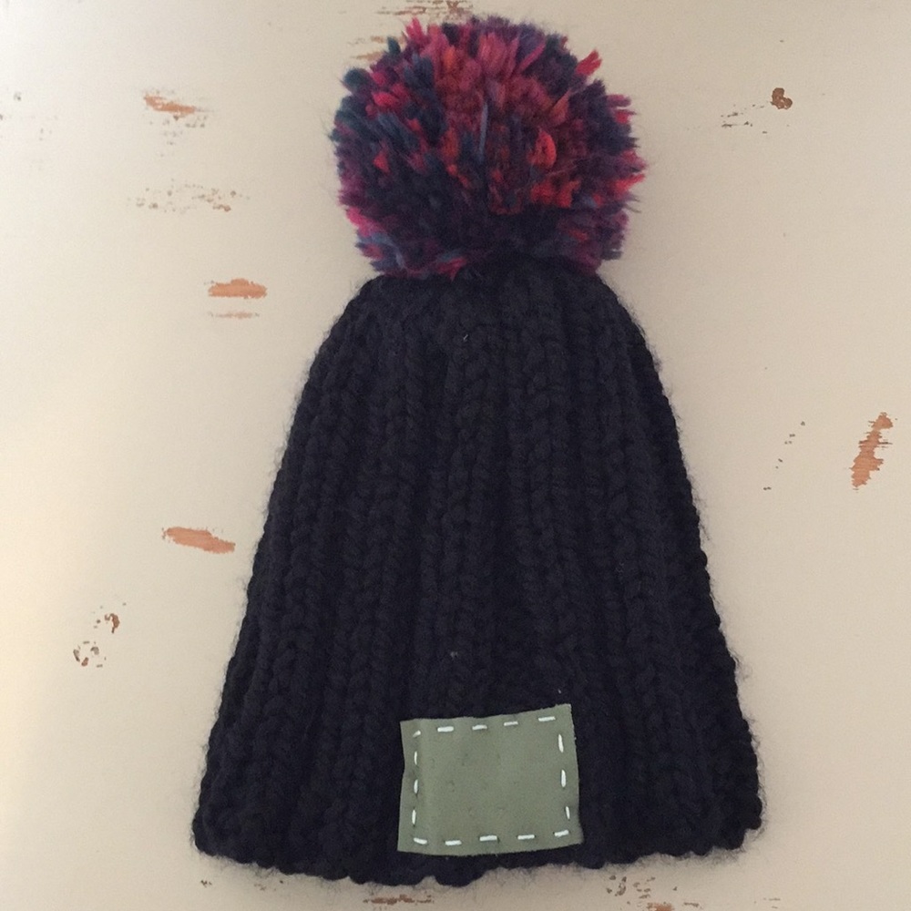 Cai Cap Co Winter Knit Beanie Black with Pom Pom